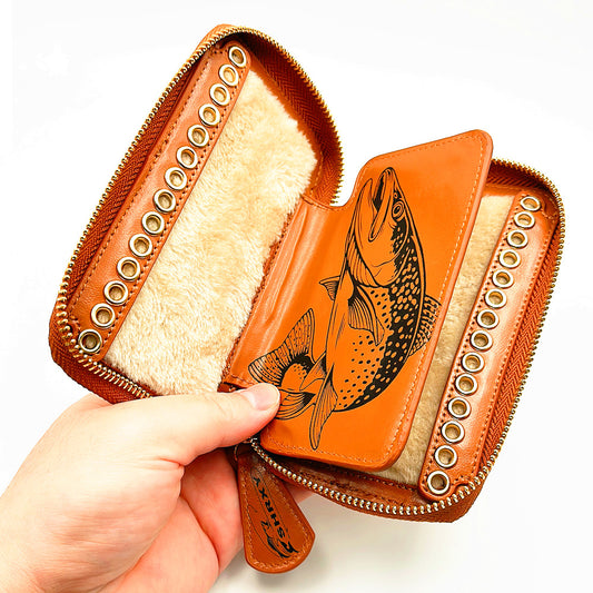 Fly Fishing Sequin Bait Lure Fishhook Storage Bag,Fly Dryer Flies Felt Cowhide Wallet,Fishermen Hook Wallet,stream Bait Tackle