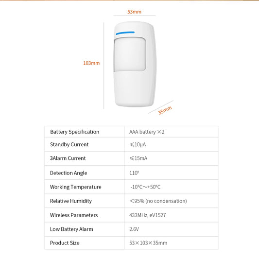 Burglar Alarms Wireless PIR Motion Detector Human Body Infrared Home Security Burglar Alarm Sensor 433Mhz for Anti-Theft Panel