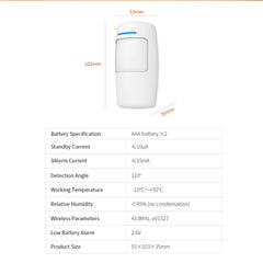 Burglar Alarms Wireless PIR Motion Detector Human Body Infrared Home Security Burglar Alarm Sensor 433Mhz for Anti-Theft Panel